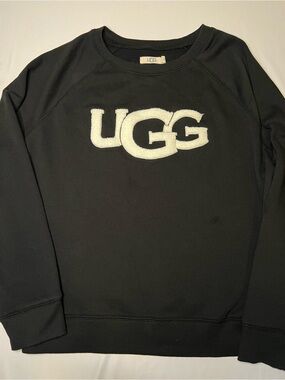 UGG Men's Black Crewneck Sweater with White Logo